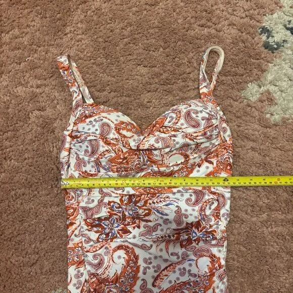 Nip Tuck Swim Size US 8 Floral One Piece Paisley Copper Swimsuit Multi-Fit Cup - Picture 5 of 6